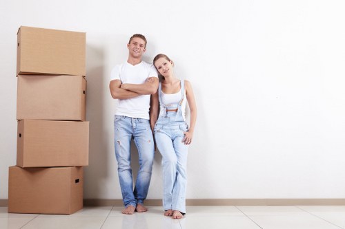 Office relocation planning in Fulham with business equipment ready for transport