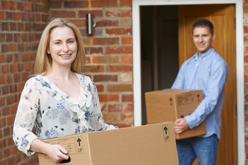 Packed boxes and furniture ready for removals in Fulham