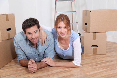 House moving preparation with labeled boxes for a Fulham home relocation