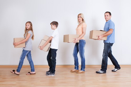 Furniture and boxes loaded into a removal vehicle